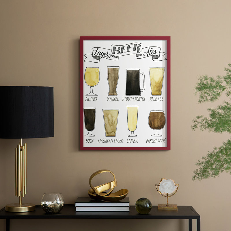 «Beer Information», reproduction encadrée - bois massif, H 15 po x l 12 po, Red