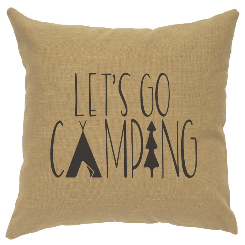 Coussin Wooded River Image - Go Camping - Lin paille, Brun clair