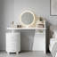 Coiffeuse avec miroir rond à DEL 3 couleurs, armoire de rangement cylindrique rotative à 3 niveaux, meuble-lavabo de luxe léger, assemblage facile