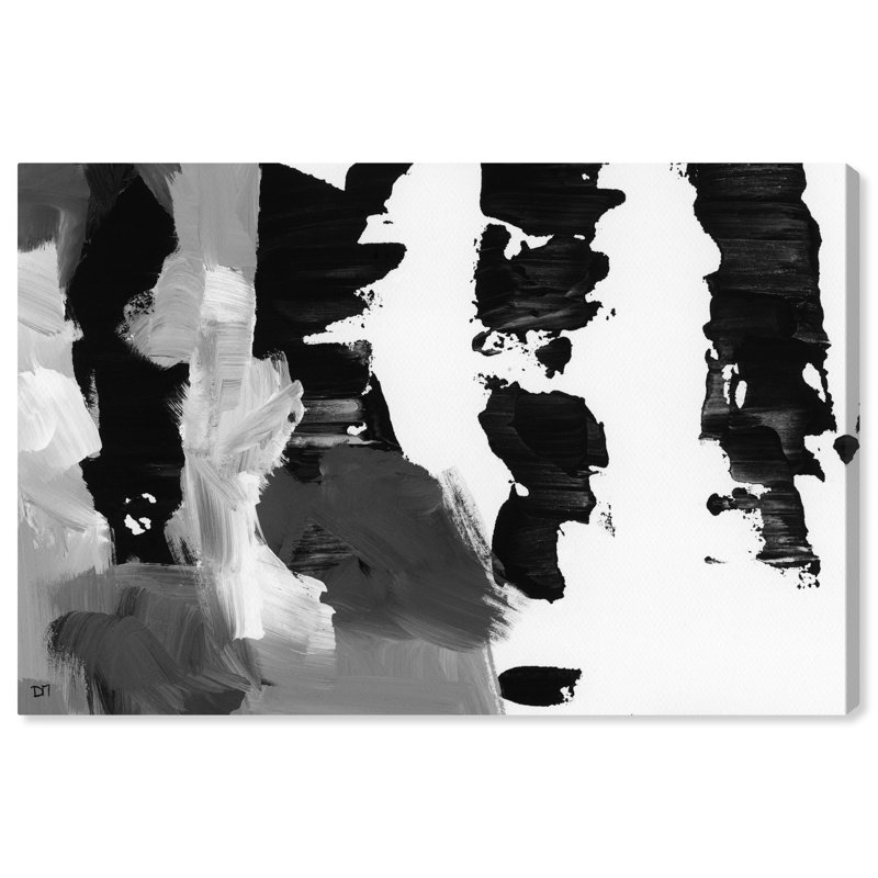 «Pronto Black and White», peinture sur toile, H 20 po x l 30 po, Toile tendue