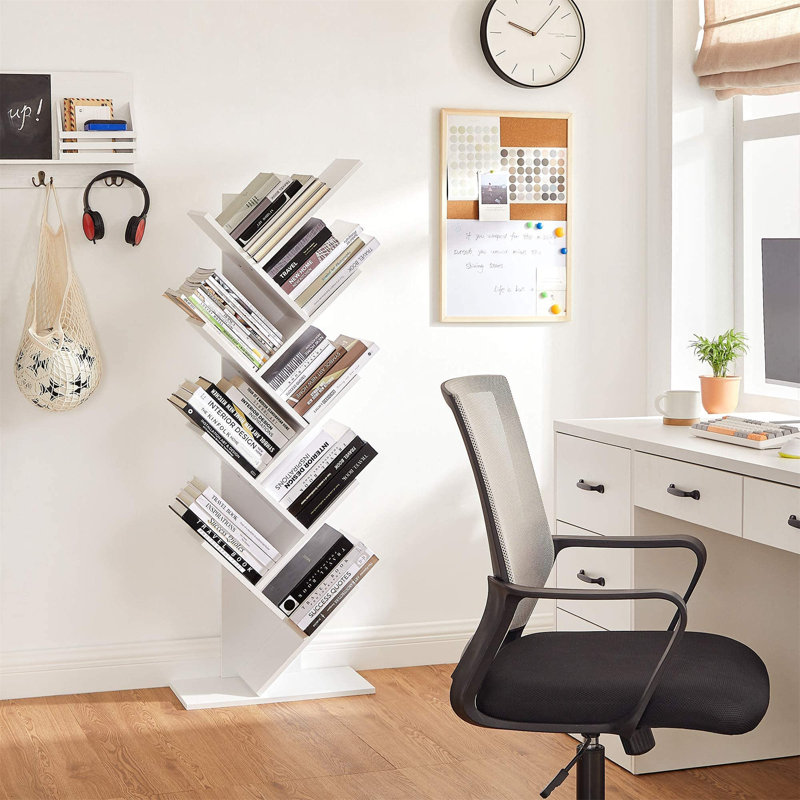 Sarahi 141.5cm H x 50cm W Solid Wood Geometric Bookcase, White