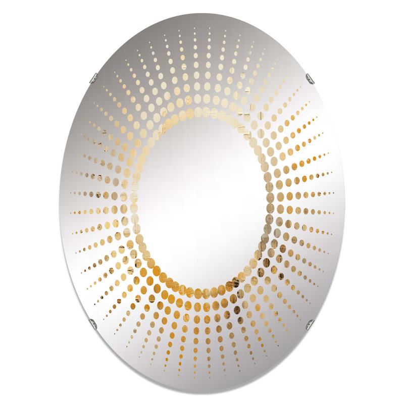 Modern Cityscape Skycraper Bronze Blocks II - Miroir décoratif Starburst | Ovale, 35,4 po x 23,6 po