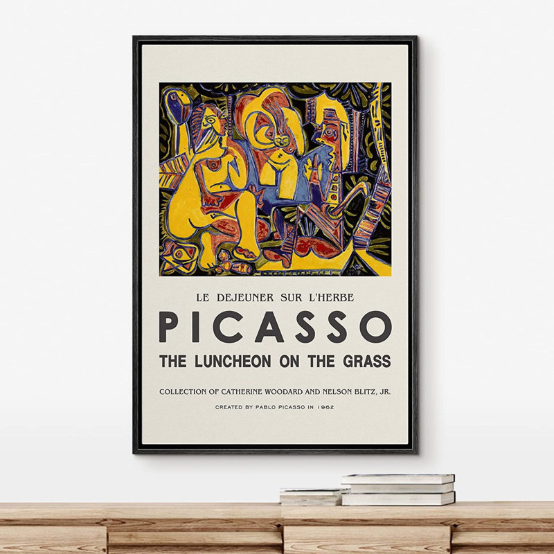 Art classique, impression sur toile, désert, art mural, déjeuner sur l'herbe par Pablo Picasso, Noir, H 24 po x l 16 po