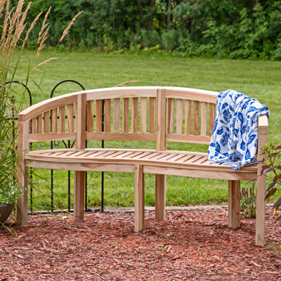 Outdoor Wooden Teak Banana Bench for Garden or Patio - 59"