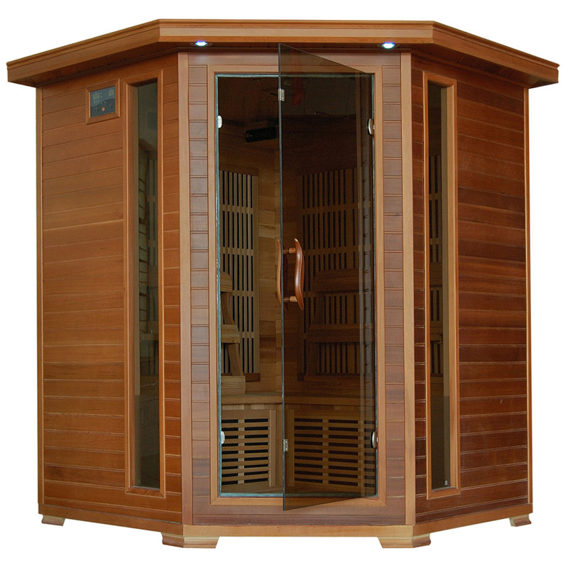 Heatwave 4-Person Cedar Corner Infrared Sauna with 10 Carbon Heaters