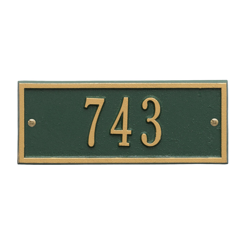 Plaque d'adresse murale à 1 ligne, Vert et or, Oui