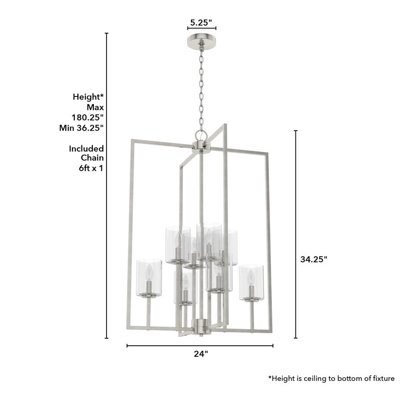 Kerrison Brushed Nickel 8-Light Seeded Glass Large Pendant