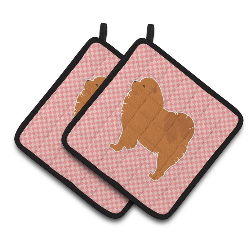 Poignée à carreaux Chow Chow, Rose