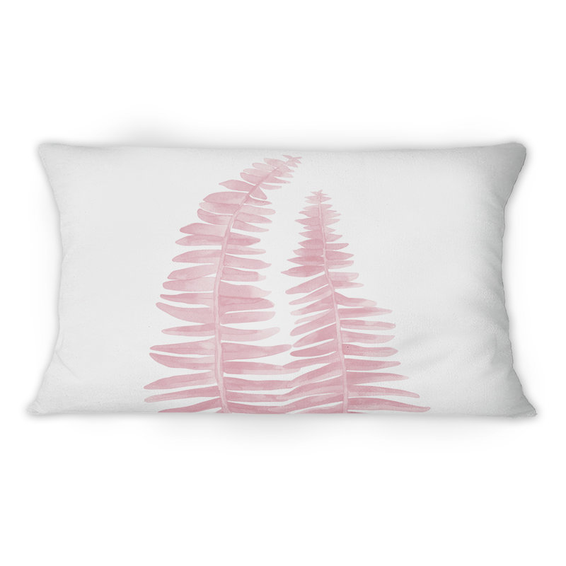 Coussin décoratif imprimé à deux fougères roses