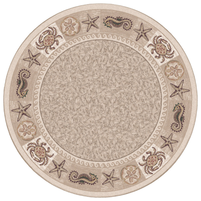 Tapis de plage Lockridge Sea Life, Rond 7 pi 7 po