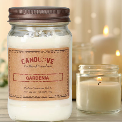 Gardenia Scented Jar Candle with Glass Holder