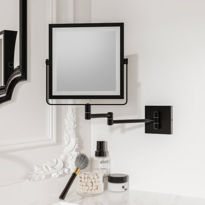  Miroir de maquillage mural rechargeable avec lumières, miroir de coiffeuse grossissant 1X / 10X à double face avec lumière 3 couleurs, écran tactile à intensité variable, bras rotatif à extension à 360 ° (nickel brossé)