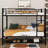 A Metal Bunk Bed With Twin Beds, Equipped With Built-In Shelves And Safety Rails-1558920218