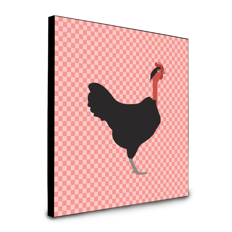 Panneau mural d’art de poulet à cou nu Loulou, Rose
