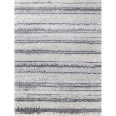 Handmade Silk and Wool Striped Area Rug