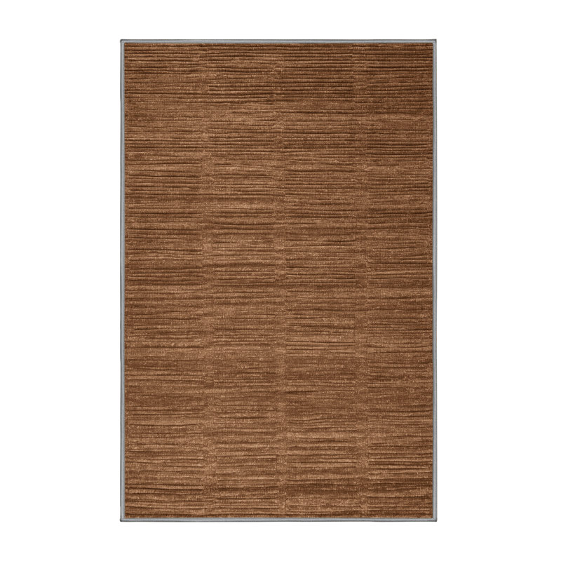 Machine Washable Solid Brown Area Rug, Rectangle 6' x 9'