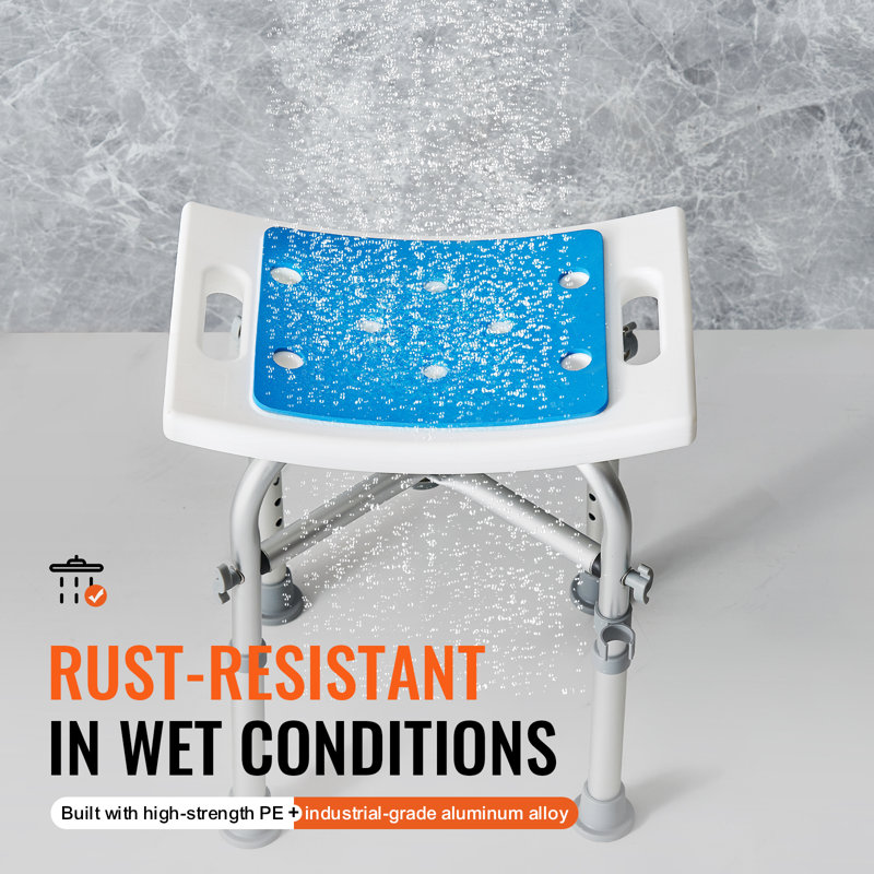 Adjustable Height Multicolor Plastic Shower Chair with Crossbar Support