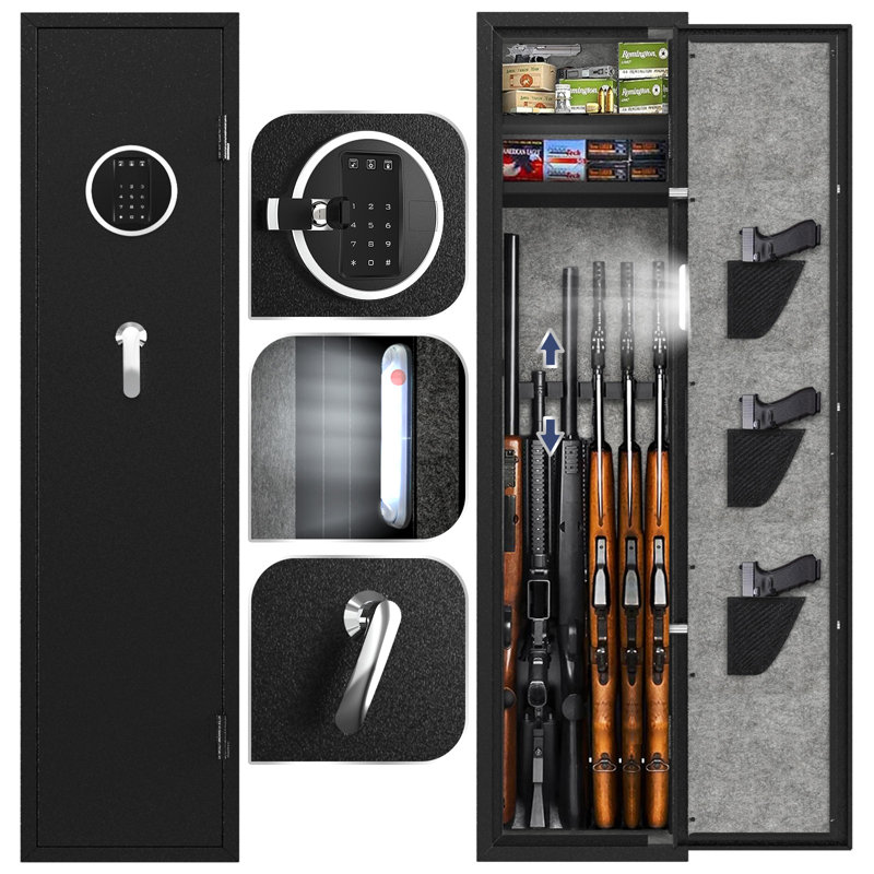 5-6 Gun Safe for Rifle,Large Gun Safes with Privacy Virtual Password Function and Backlight Keypad