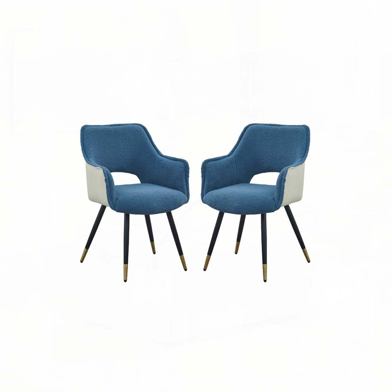 Ensemble de 2 fauteuils d'appoint en tissu bleu, 23 po x 23 po x 34 po