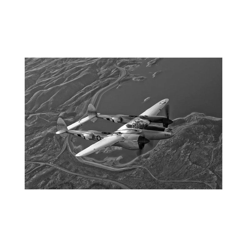 A Lockheed P-38 Lightning Fighter Aircraft In Flight I by Scott Germain - Wrapped Canvas Print, 20.32 cm H x 30.48 cm W