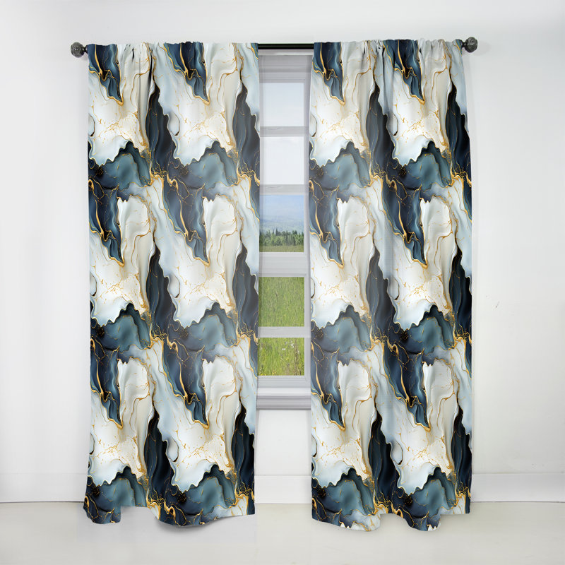 Gold Timeless Marble Classic Delights II - Glam Velvet Curtain - Room Darkening - 1 Panel, 52" W x 108" L