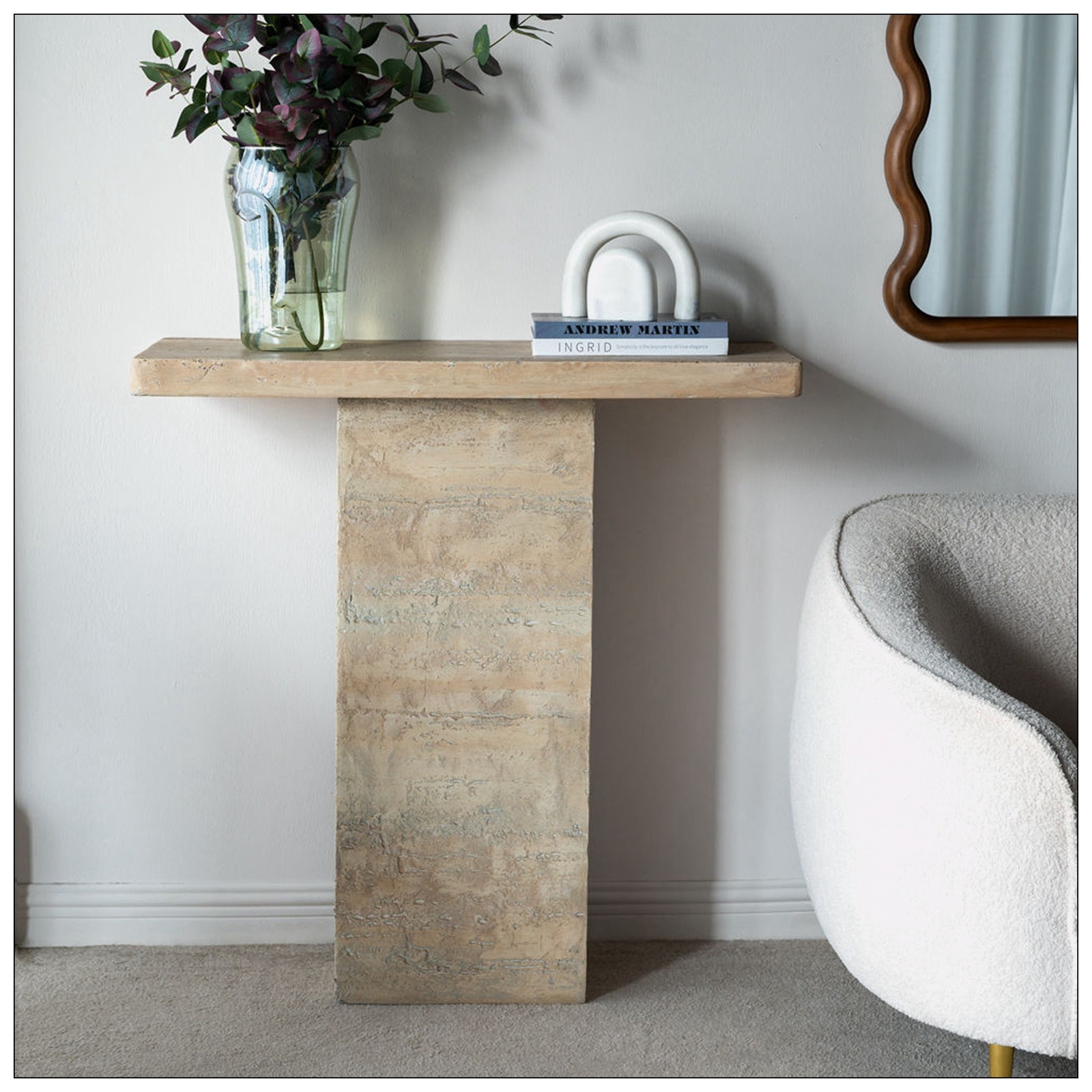 Mario Stone Single Coffee Table, Cream