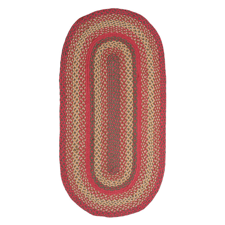 Burkleigh Farmhouse Braided Red Jute Area Rug