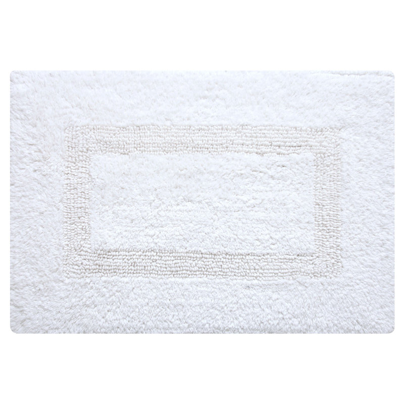 Edilio Cotton Bath Rug, White, 16'' W x 24'' L