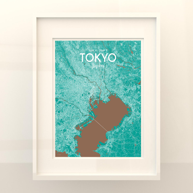 Tokyo City Map in Nature 1 Piece Wall Art, 20cm H x 16cm W x 0.05cm D