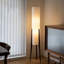 Lampe sur pied de 51 po à hauteur variable cylindrique avec cadre en bois de noyer