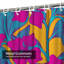 Rideau de douche imperméable à motif floral à motif de feuilles tropicales avec 12 crochets-2112749706