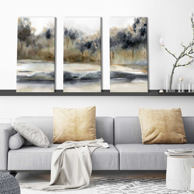 «Silent River» par Carol Robinson - peinture sur toile tendue 3 pièces