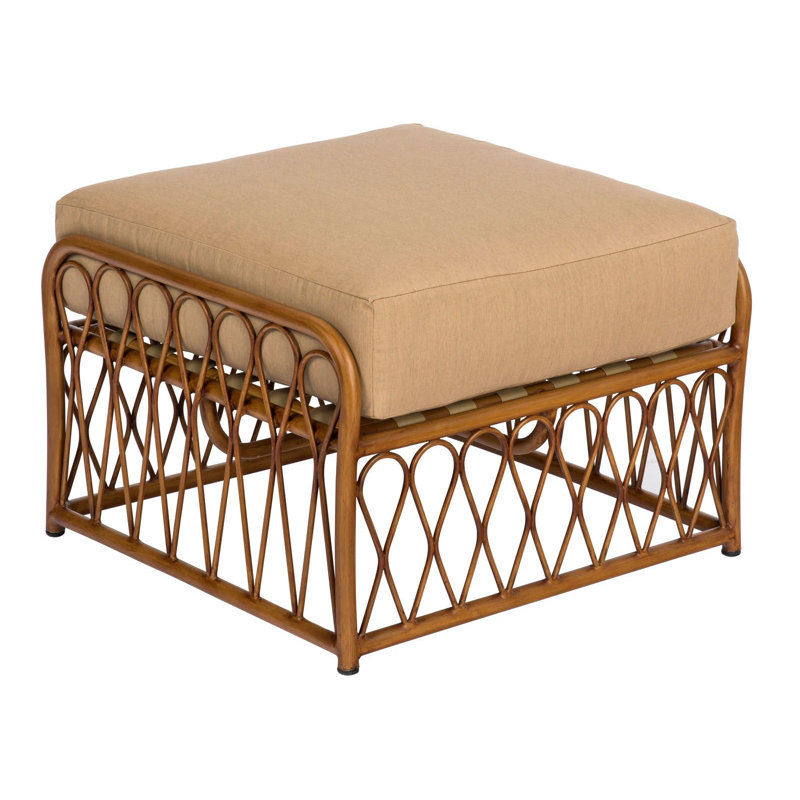 Cane Outdoor Ottoman, Canvas Spa, Oyster