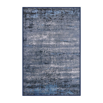 Tapis bleu marine à motif abstrait Breinigsville
