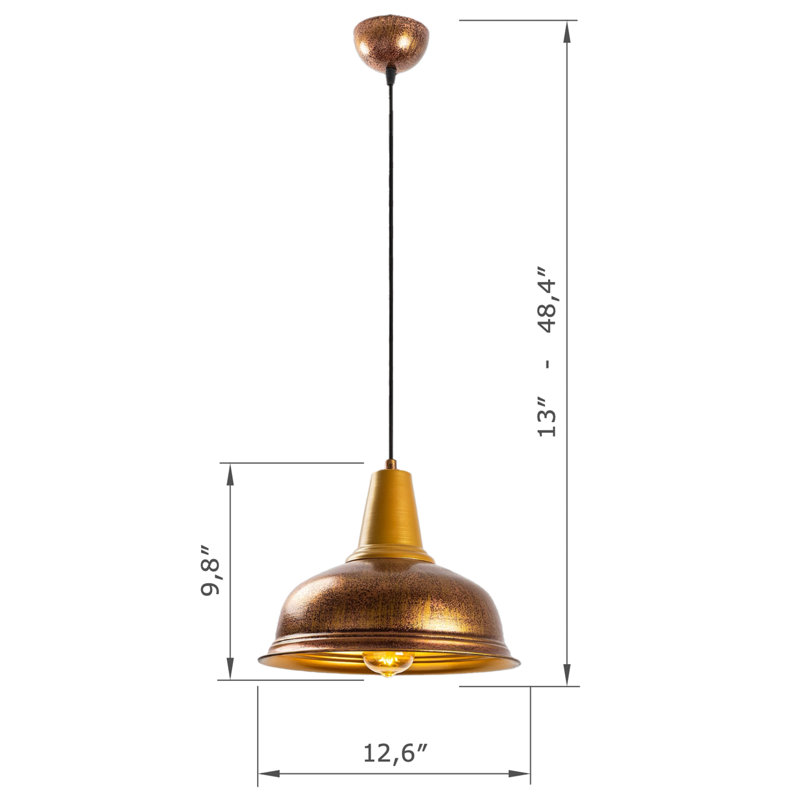 Luminaire suspendu simple en métal à hauteur réglable avec capuchon en métal
