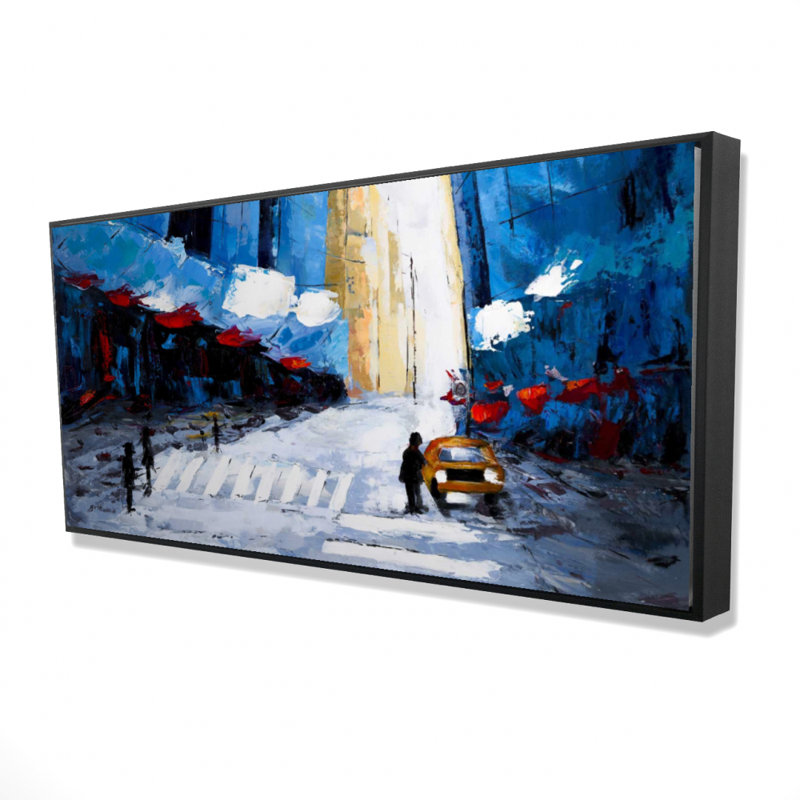 Blue buildings - 24"x48" Framed canvas