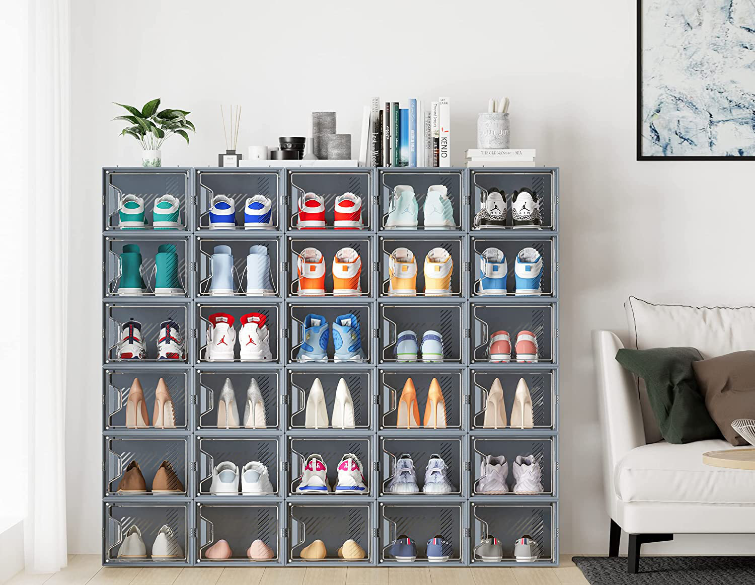 Rebrilliant 12 Pack Large Shoe Organizer For Closet, Shoe Boxes Clear