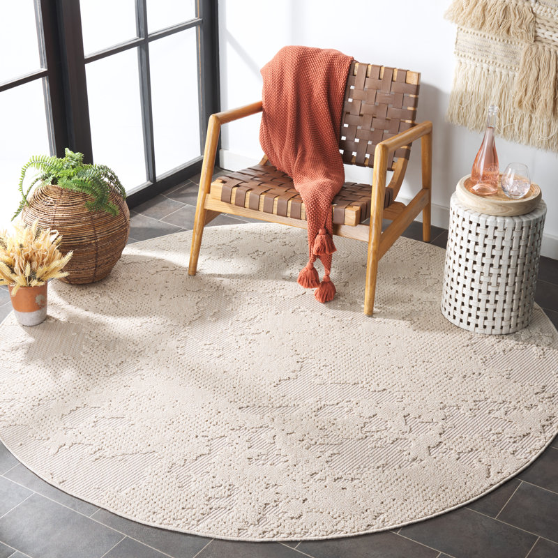 Milos Performance Abstract Indoor/Outdoor Area Rug, Round 6'7"