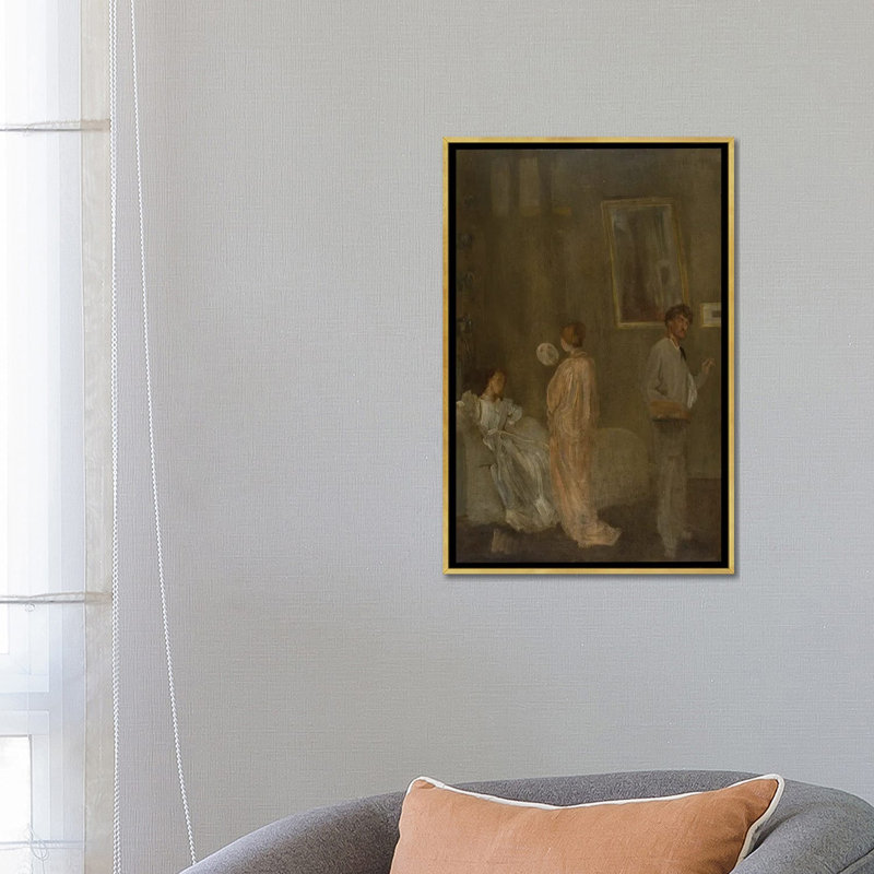 The Artist's Studio - reproduction d'art murale - toile encadrée, 26 po x 18 po, Toile avec cadre, Doré