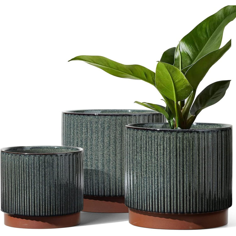 Pot de plantes en céramique avec trous de drainage, ensemble de 3