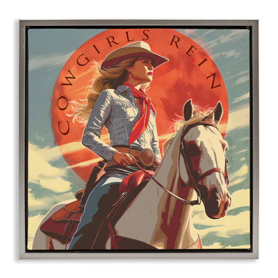 «Cowgirls Rein», art mural encadré sur toile flottante par Steve Hunziker