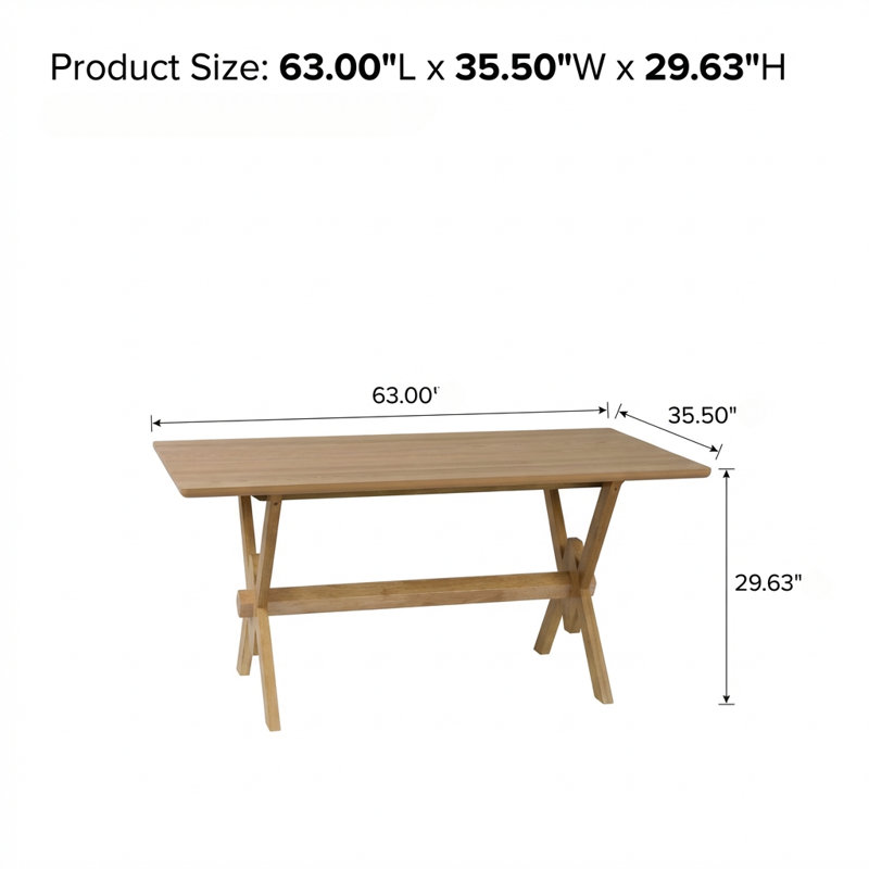 Table de salle à manger à double base en V rustique avec plateau en bois d'ingénierie