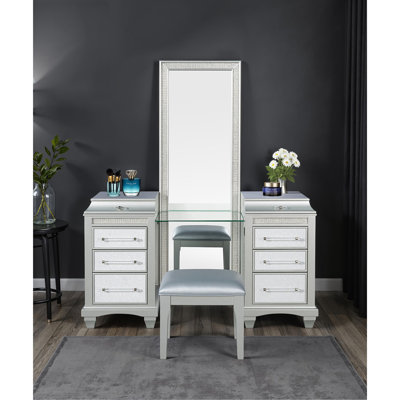 Glam Style Vanity W/ Stool Set