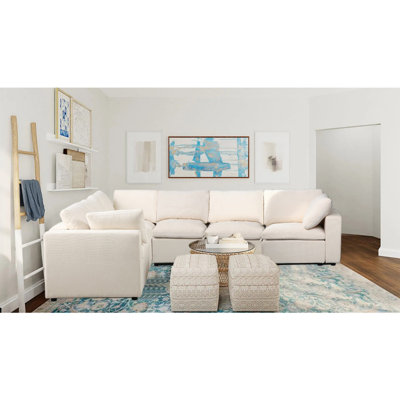 Canapé d'angle modulaire en L à 5 places, canapé modulaire personnalisable, chenille Modern Module