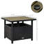 Table d'appoint en osier de rotin avec structure en acier, trou d'insertion de parasol, sac de sable
