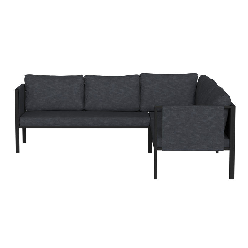 Annegriet Steel Frame Sectional with Included Cushions and Storage Pockets, Gray