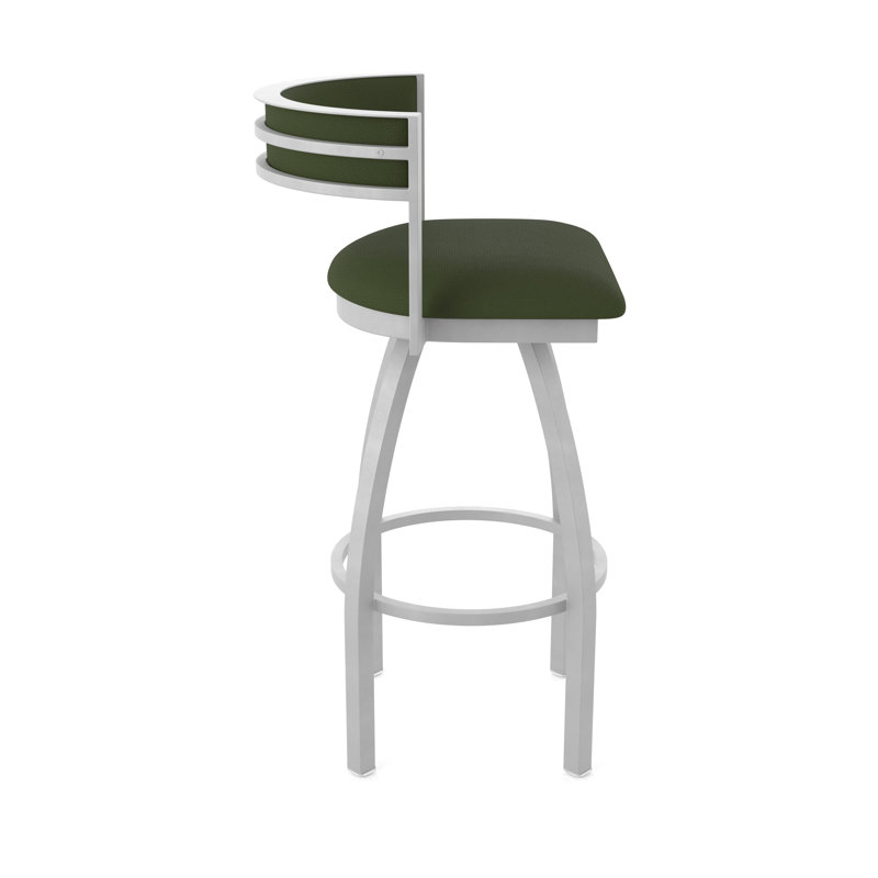 Tabouret Artémis, Vinyle - pin Canter, Tabouret de bar (siège d'une hauteur de 30 po), Nickel anodisé