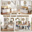 Banc de rangement en L de 63 po, banc de coin-repas avec rangement caché, banc de coin en bois, ensemble de table de coin-repas pour vestibule, salle à manger, cuisine (chêne et blanc)-133418595