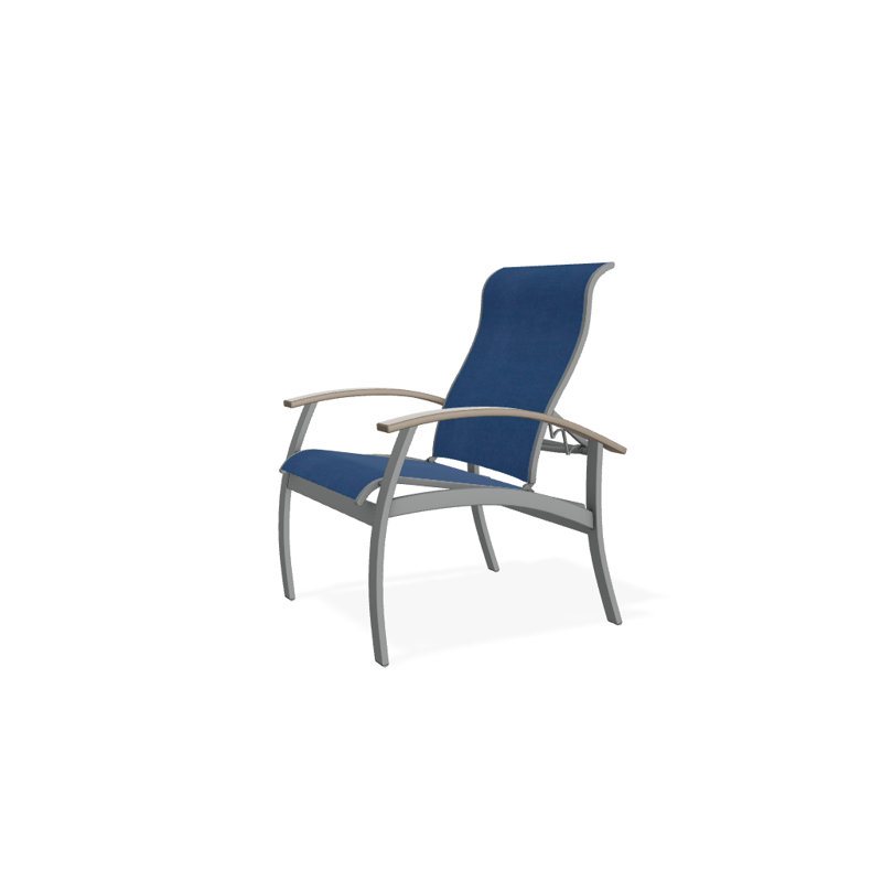 Chaise de patio Askar, Désert, Graphite texturé, Cobalt 35D Sunbrella®