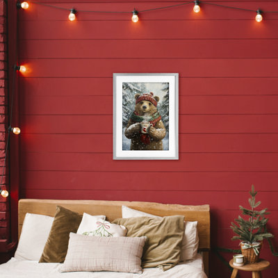 «Christmas Cocoa Bear», reproduction sous verre encadrée, design par Tina LeCour